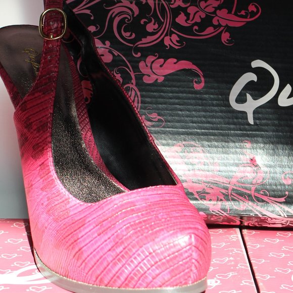 Qupid Valtina-10 Berry Lizard High Heel Shoes - Picture 6 of 11
